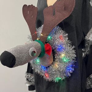 Lights Up!!! 3D mens Deer UGLY CHRISTMAS SWEATER * Size XLarge *